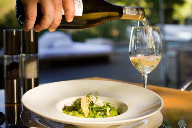 Wine poured at a Winelands table